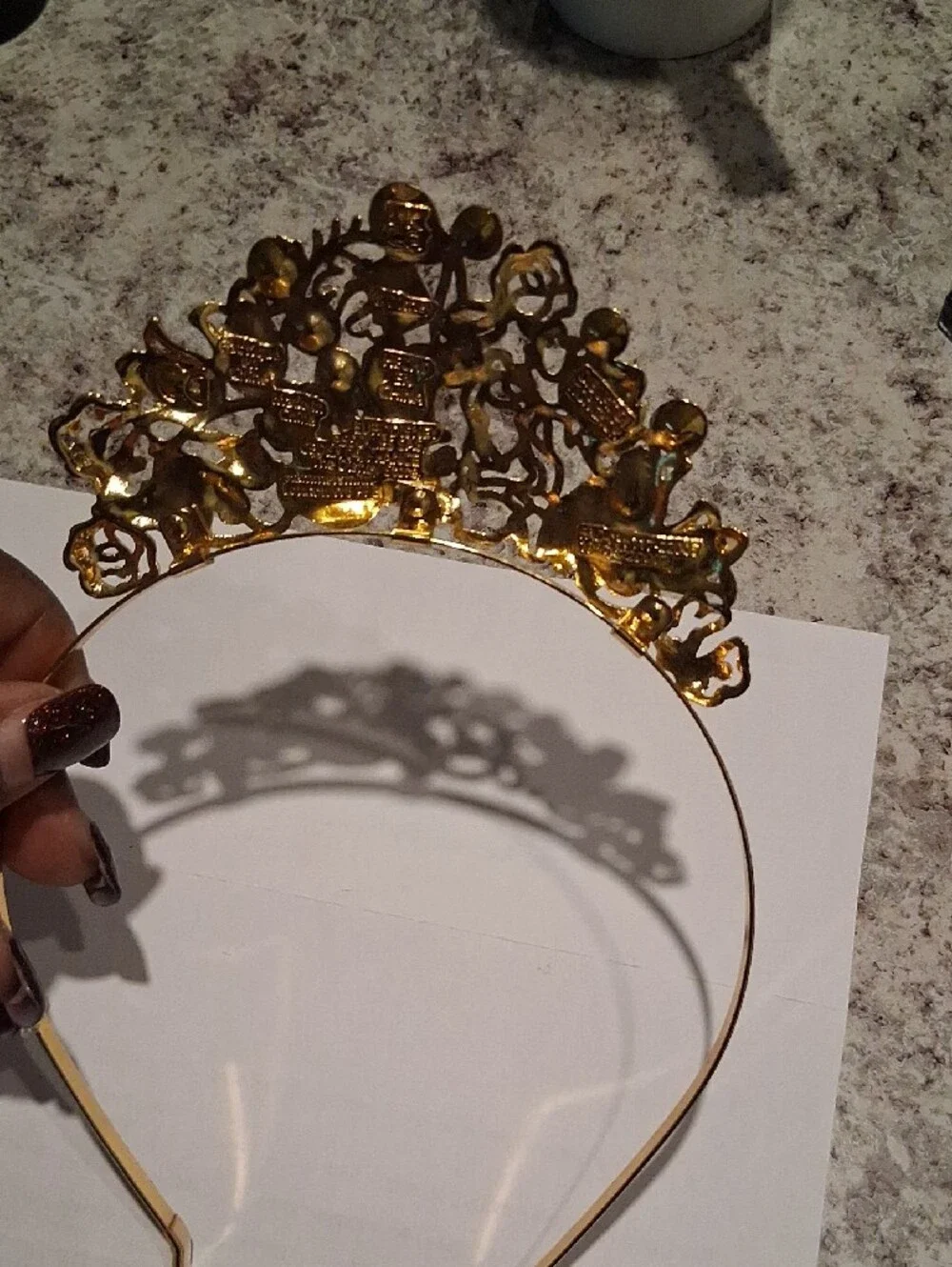 Disney Gold Floral Jeweled Headband with Pink & Blue Gems